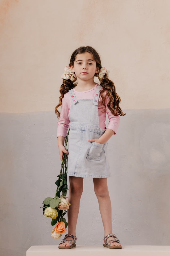 dress denim snaps pinafore jumper - light blue-86