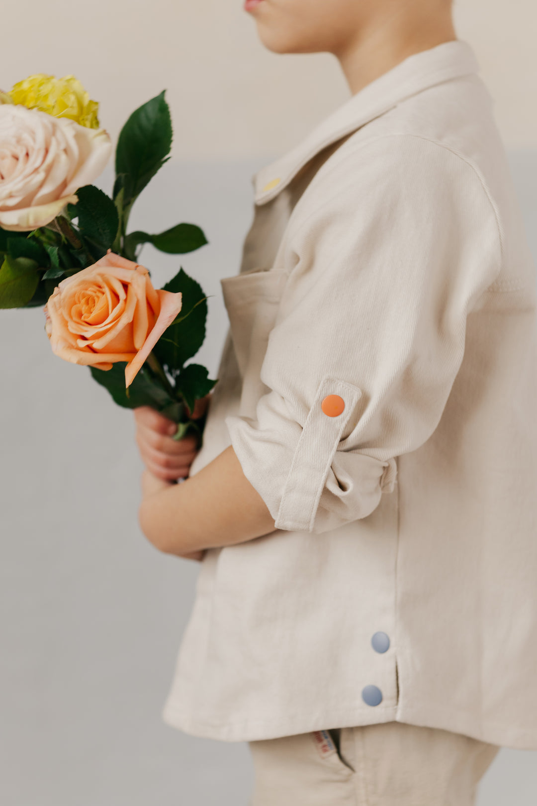 shirt l/s denim snaps - ecru-82