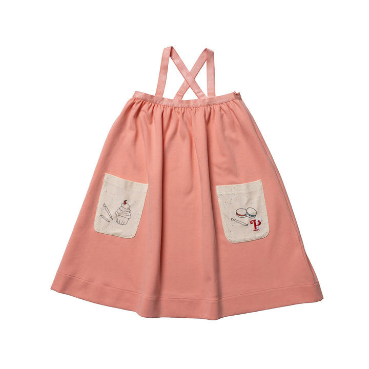 dress cupcake printed pockets jumper - coral
