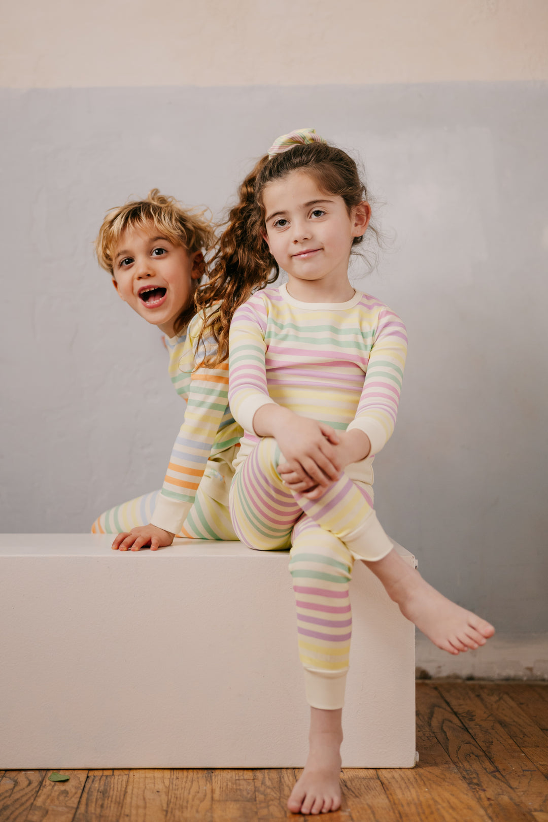 pajamas multi pastel striped top and pants - sky-2