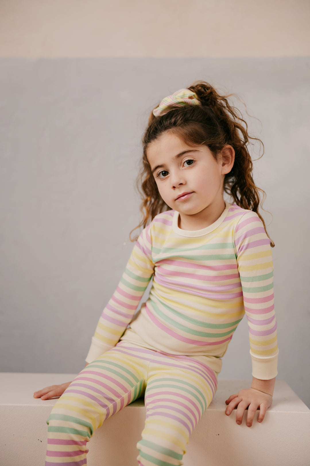 pajamas multi pastel striped top and pants - pink-18
