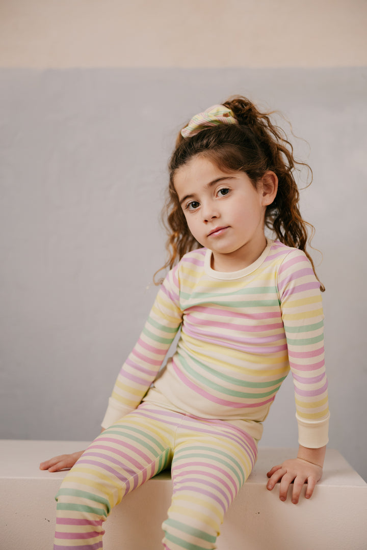 pajamas multi pastel striped top and pants - pink-18