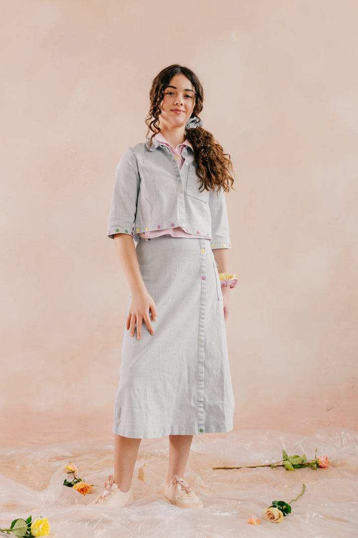 skirt midi denim snaps down - light blue-86
