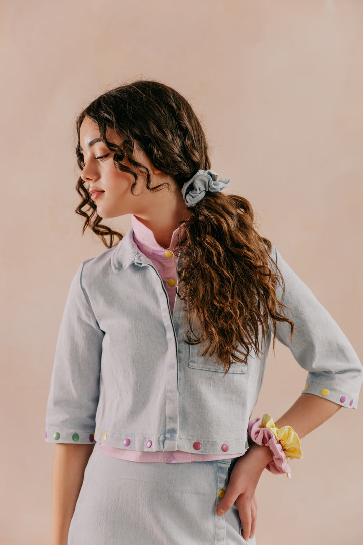 shirt l/s denim snaps - light blue-86