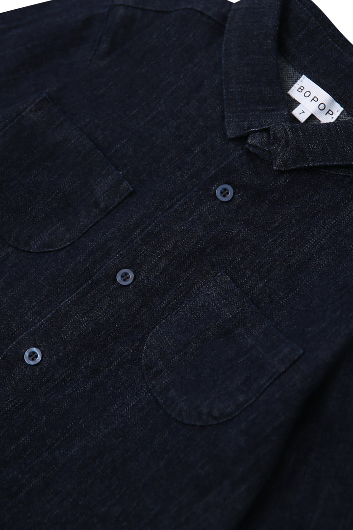 shirt l/s denim pocket - navy/denim