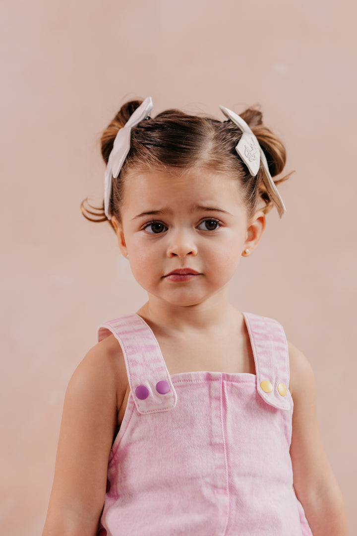 one piece denim snaps bubble romper - pale pink-81