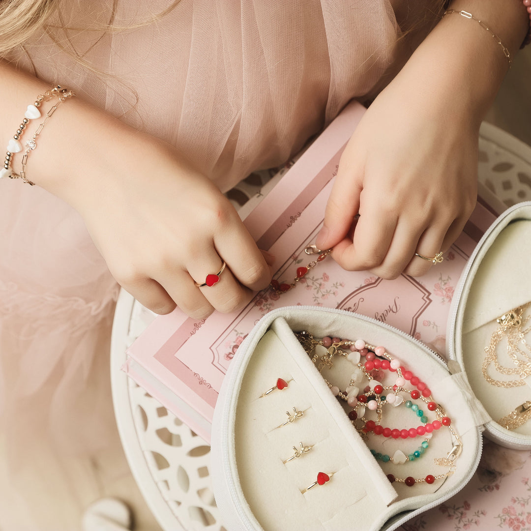 accessories lil charms heart jewelry box - white