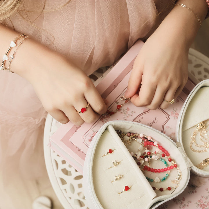 accessories lil charms heart jewelry box - white