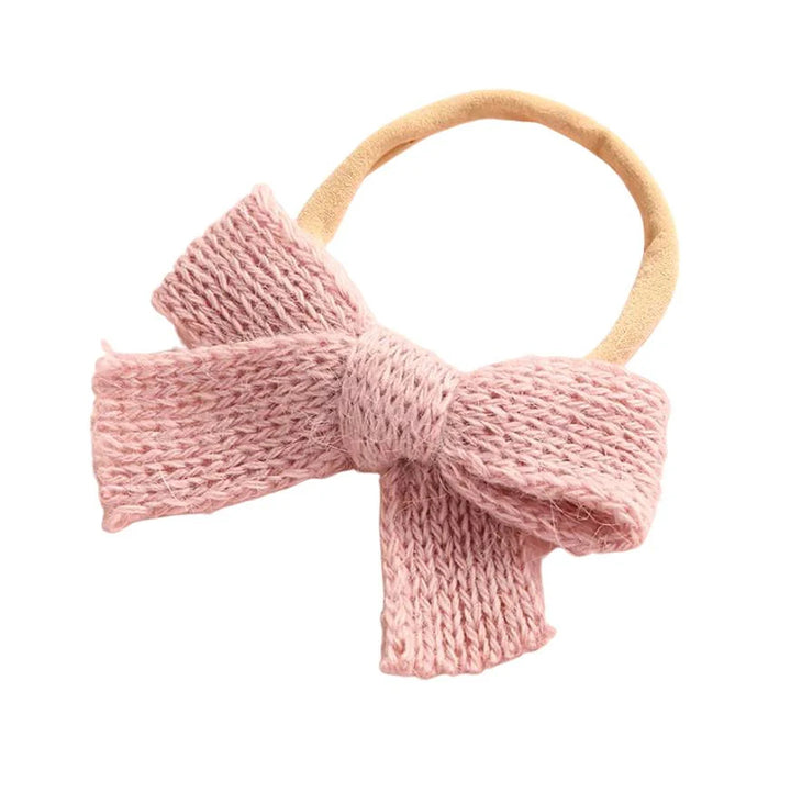 baby band large knit bow - mauve