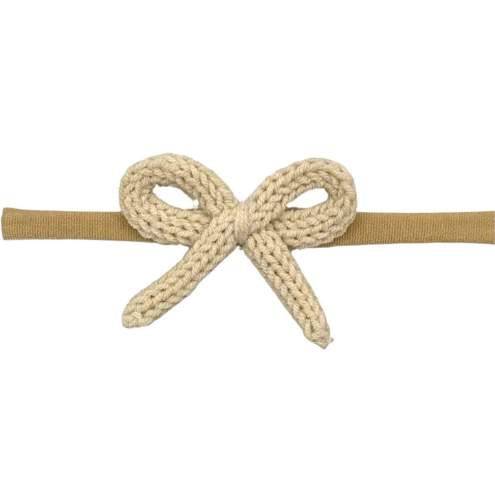 baby band crochet bow - beige
