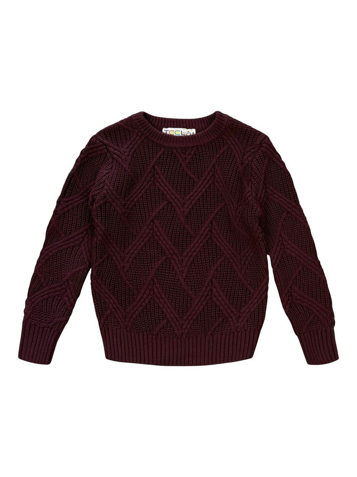 set outfit geo knit sweater and leggings - burgundy