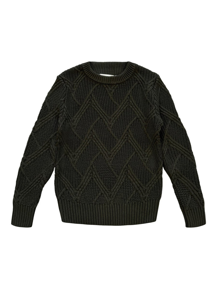 top l/s geo knit sweater - olive