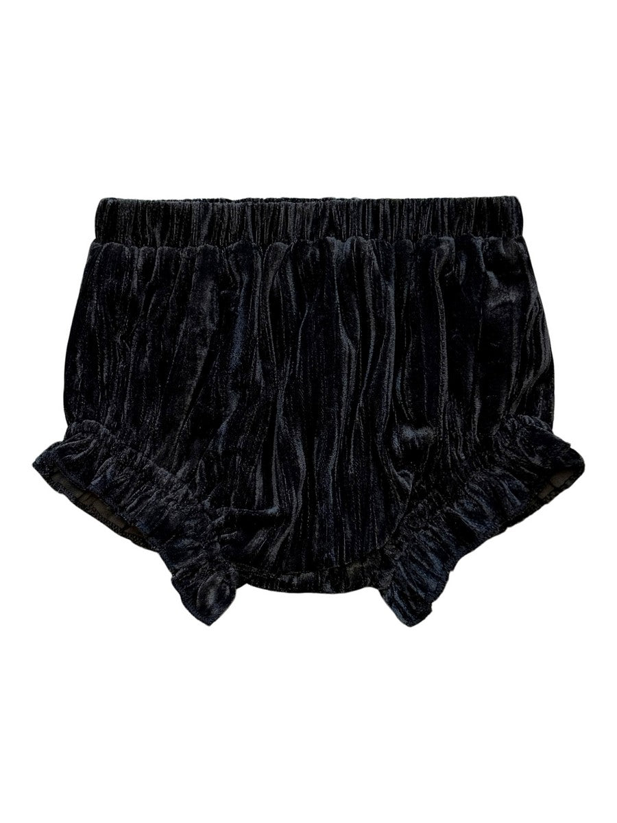 set outfit crushed velvet frill blouse and bloomer - blue grey