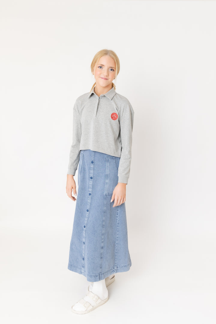 skirt maxi denim snaps - denim