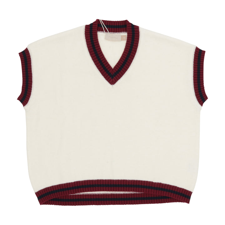 vest striped trim tennis - ivory-99