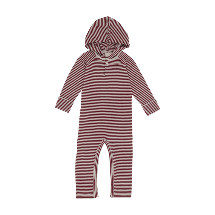 one piece striped long overalls with hood - wine-28