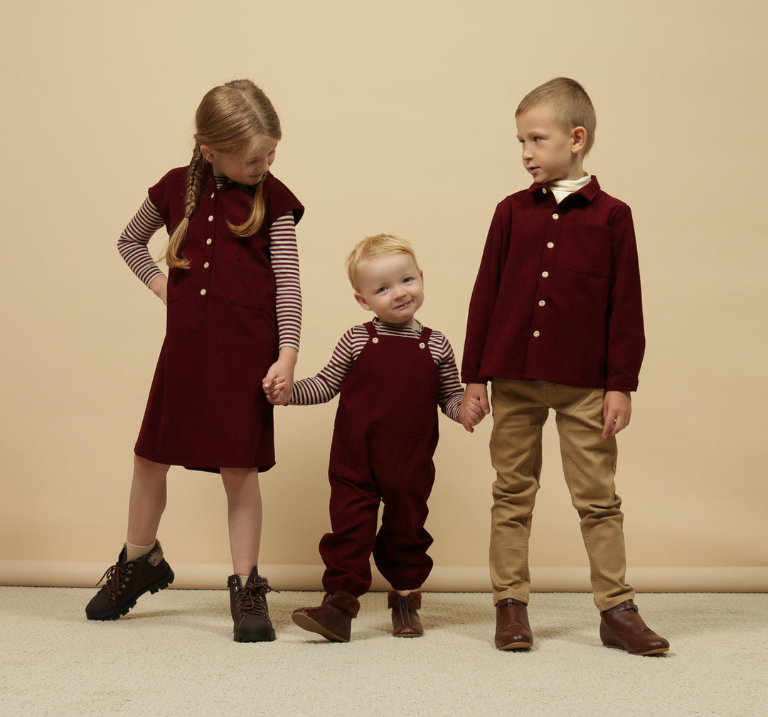 one piece corduroy pocket overalls - wine-28