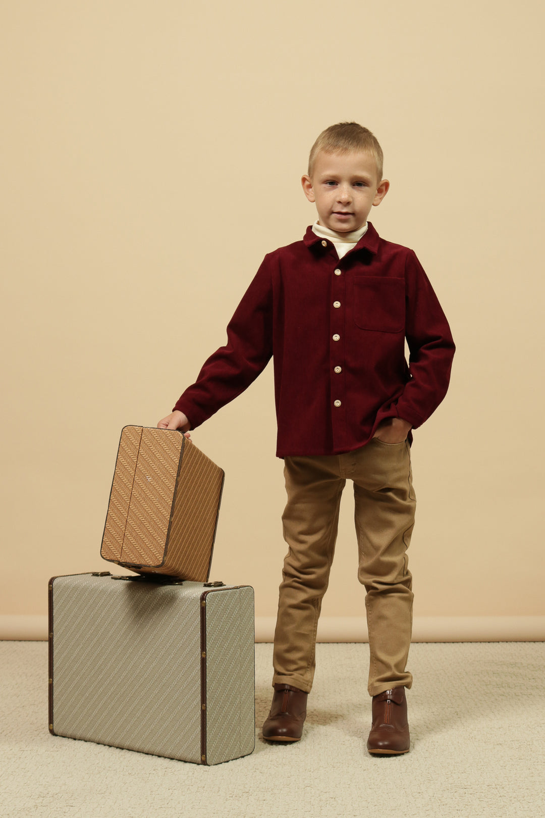 shirt l/s corduroy - wine-28