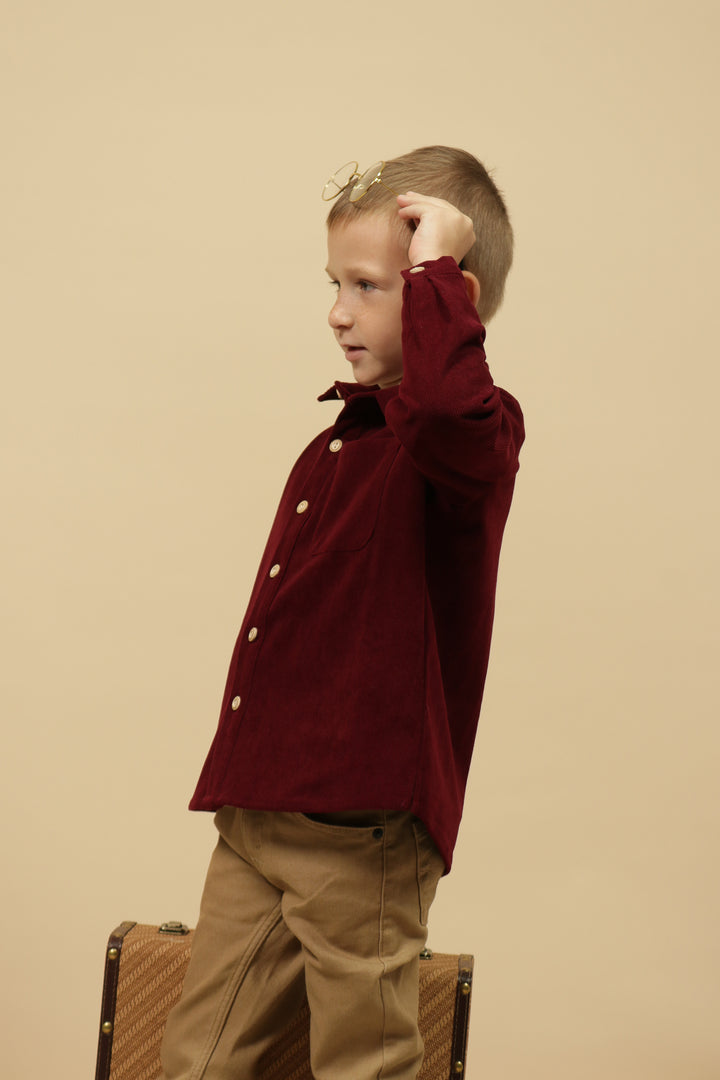 shirt l/s corduroy - wine-28