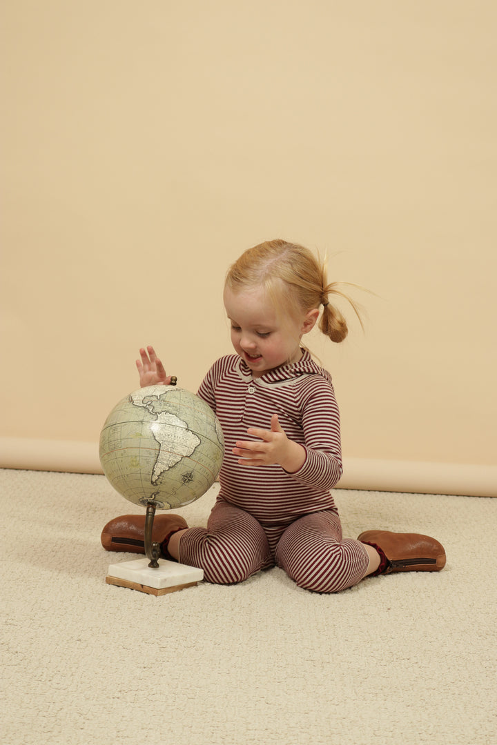 one piece striped long overalls with hood - wine-28