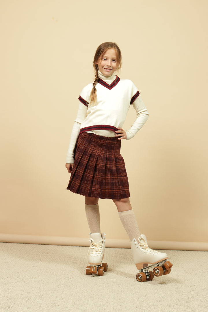 vest striped trim tennis - ivory-99