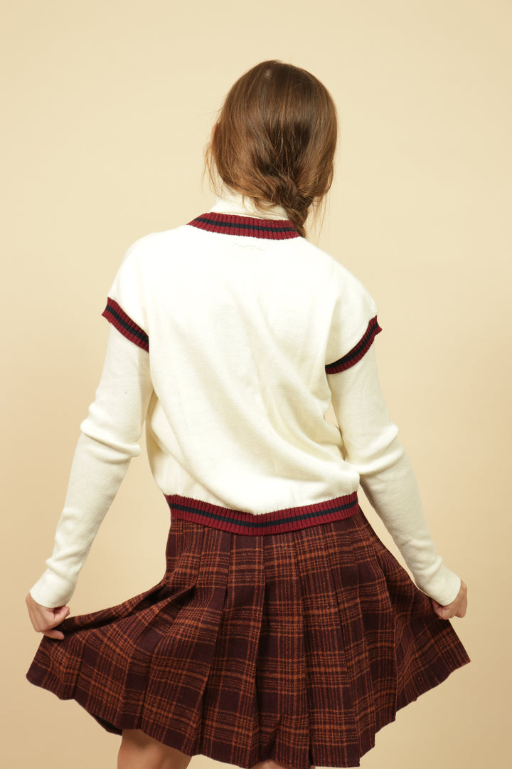 vest striped trim tennis - ivory-99