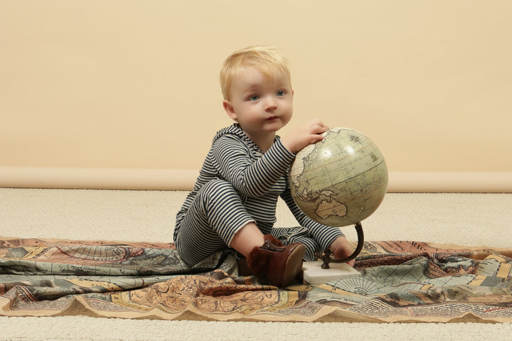 one piece striped long overalls with hood - peacock blue-13