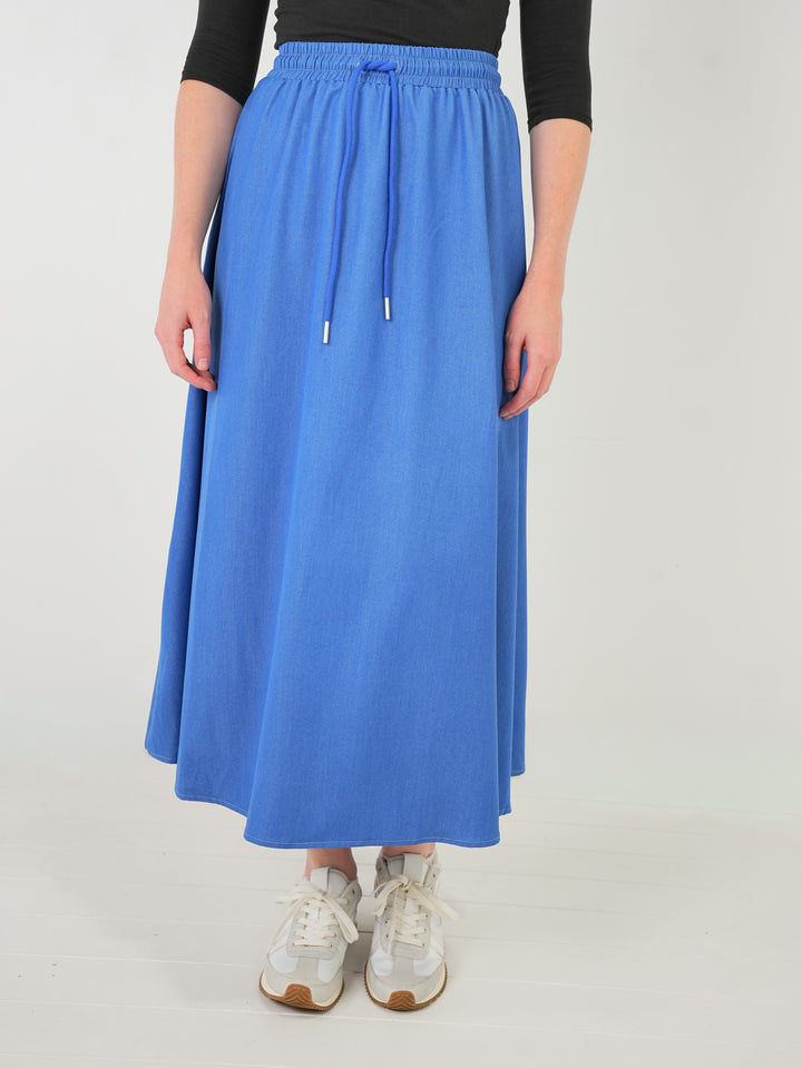 skirt denim drawstring - blue denim