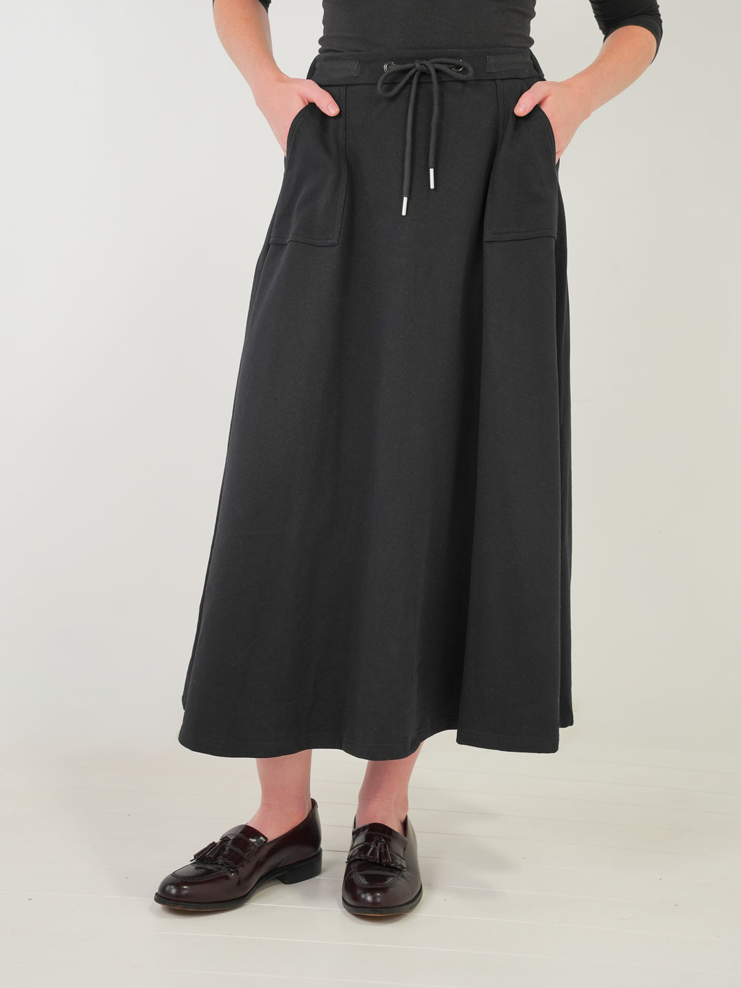 skirt sweat drawstring - black