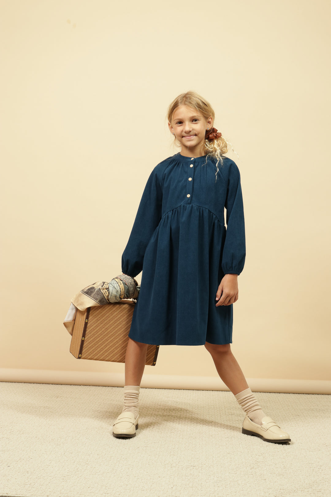 dress soft corduroy henley - peacock blue-13