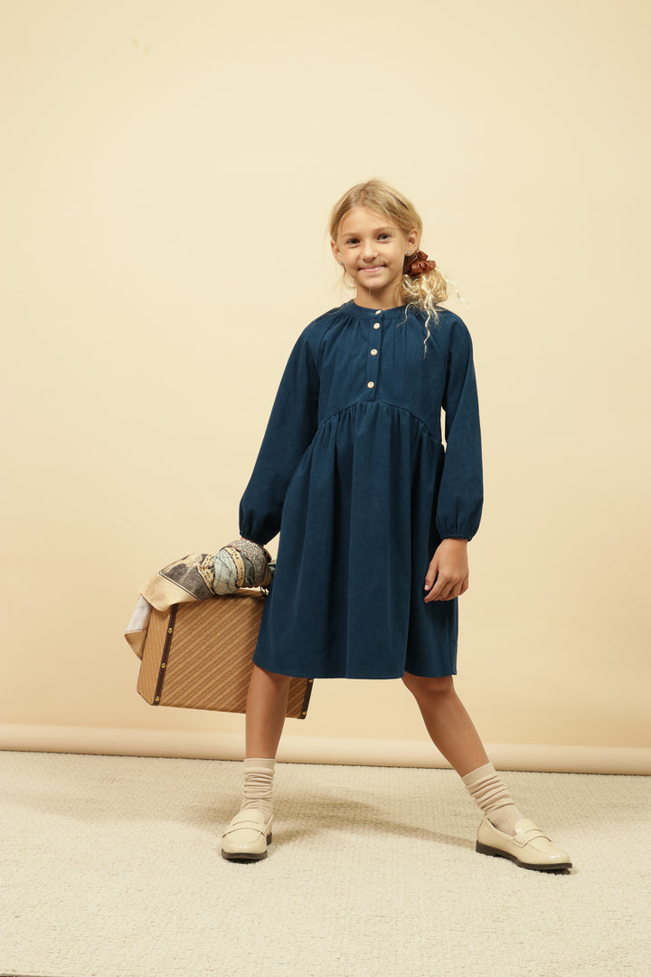 dress soft corduroy henley - peacock blue-13