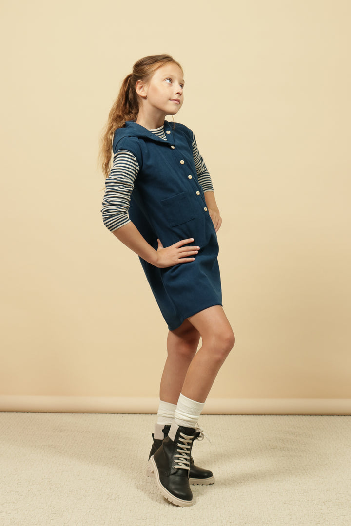 dress corduroy hooded jumper - peacock blue-13