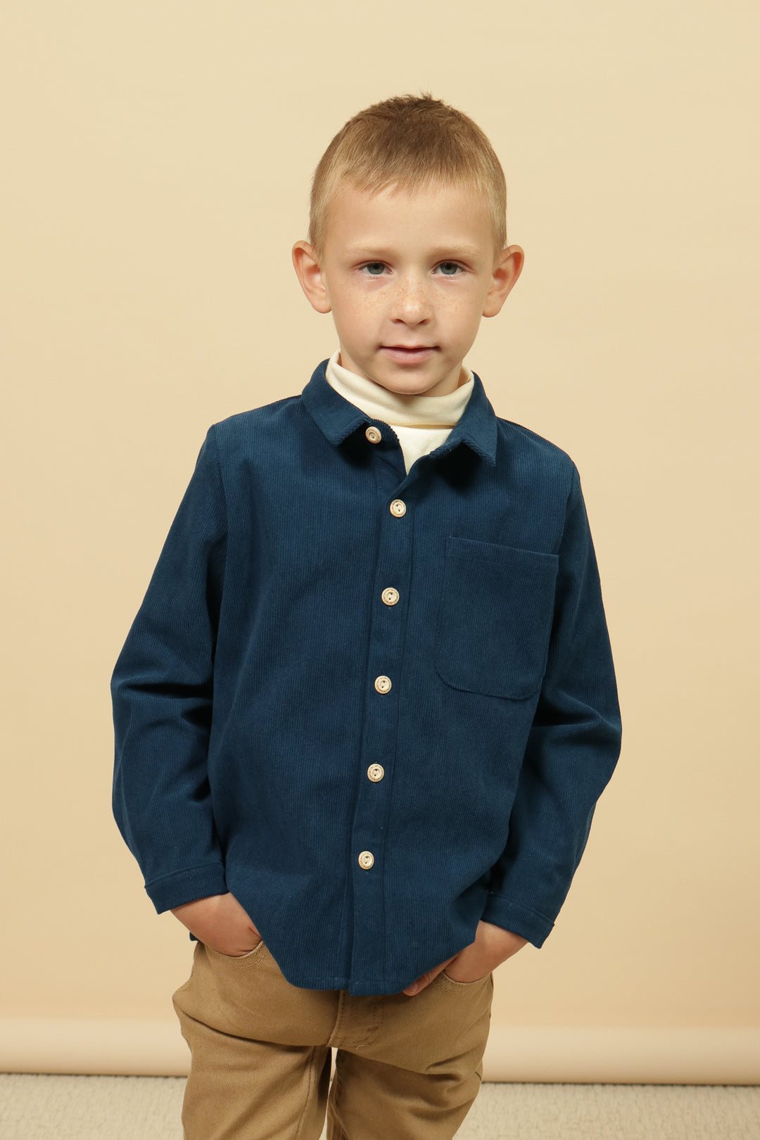 shirt l/s corduroy - peacock blue-13