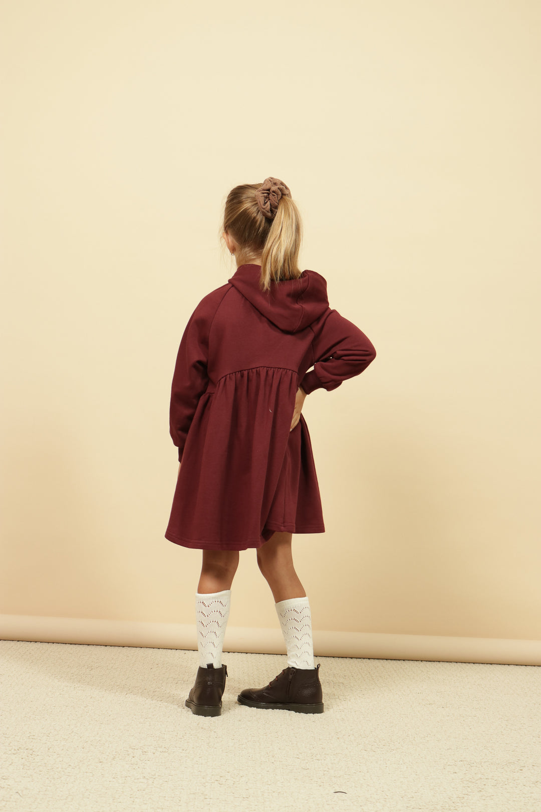 dress vintage henley with hood - wine-28