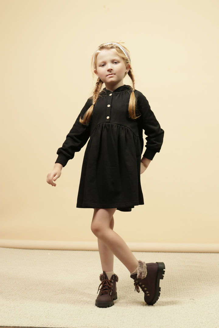 dress vintage henley with hood - black-9