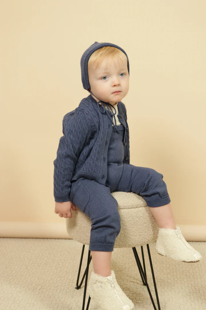 one piece knitted pocket romper - blue-19