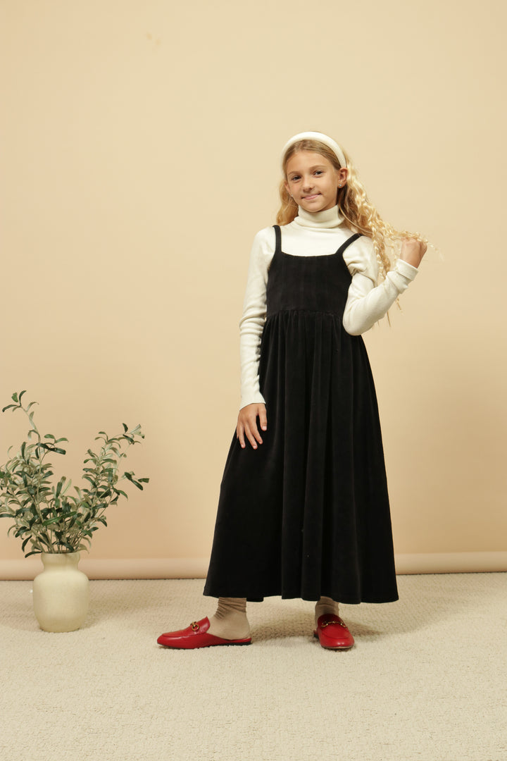 maxi dress structured velvet jumper - black-9