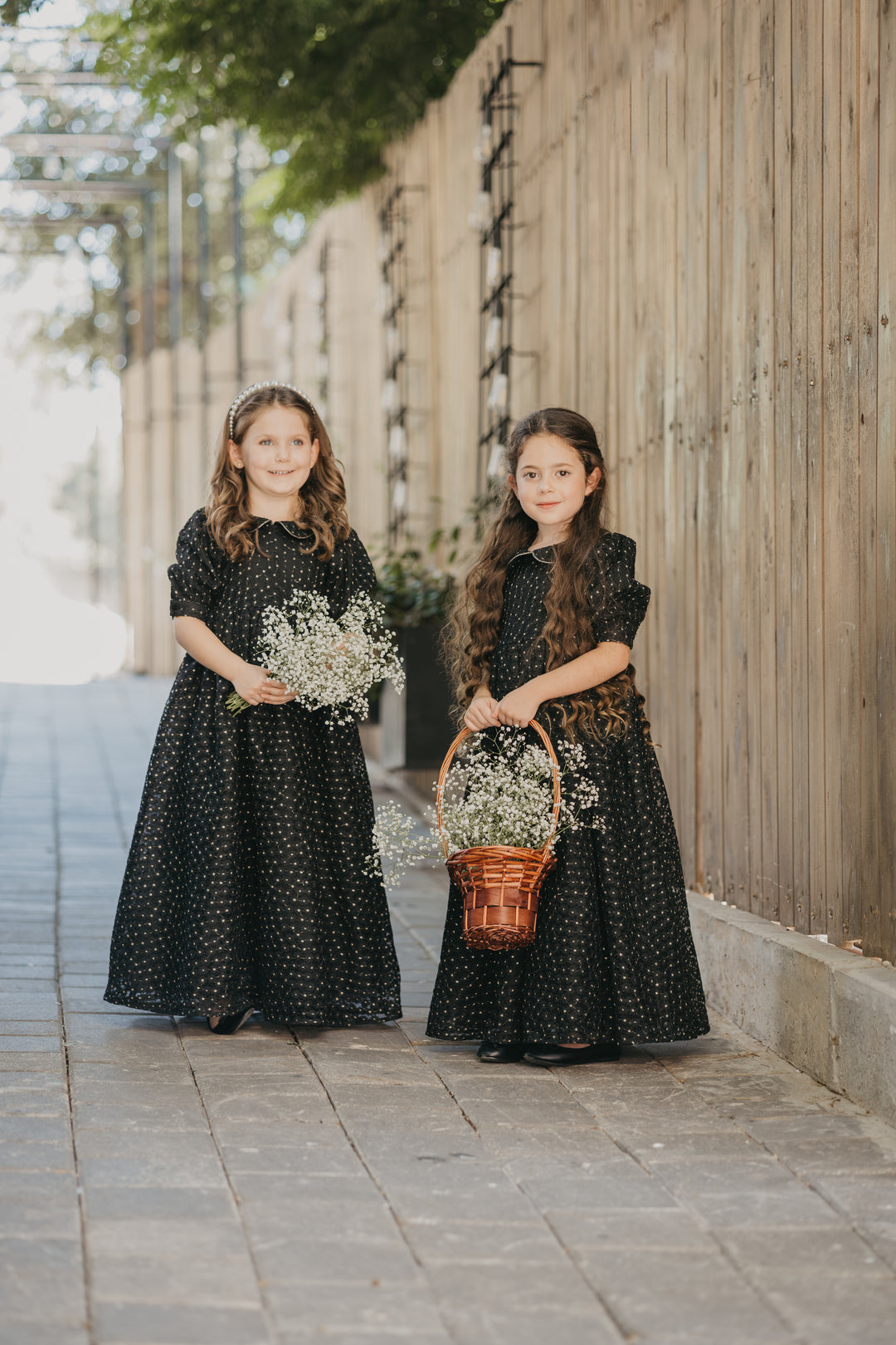 dress madeline gown mini flower with collar - black