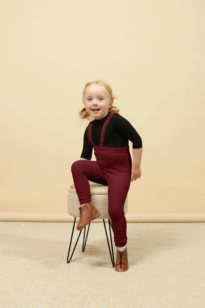 overall ribbed with ruffled suspender long - 258-mulberry
