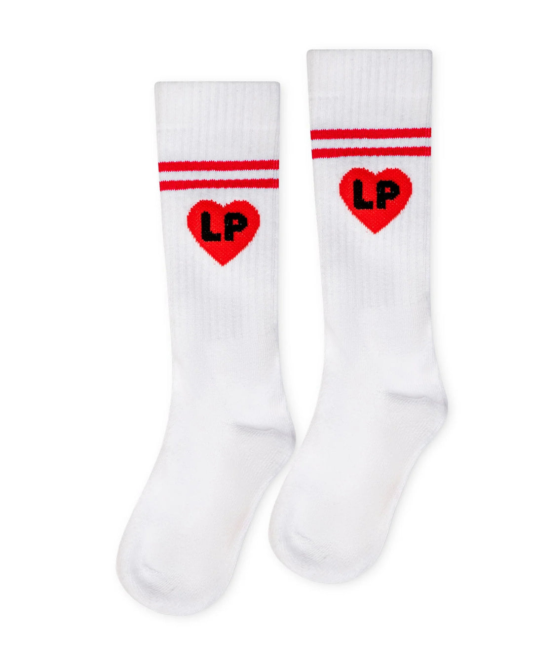 lp heart play knee sock - white/coral