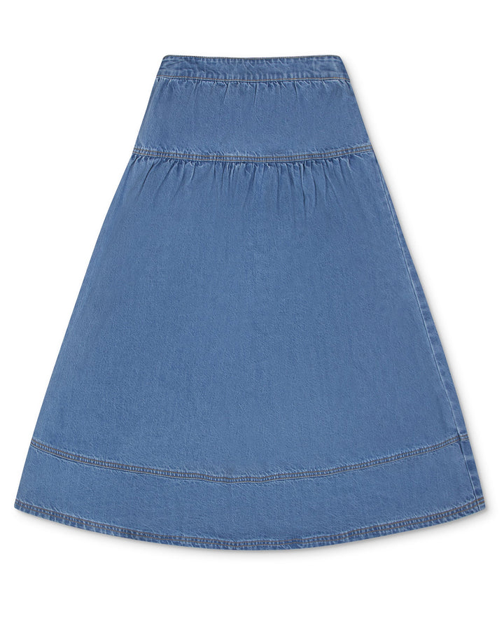 classic denim maxi skirt - blue denim