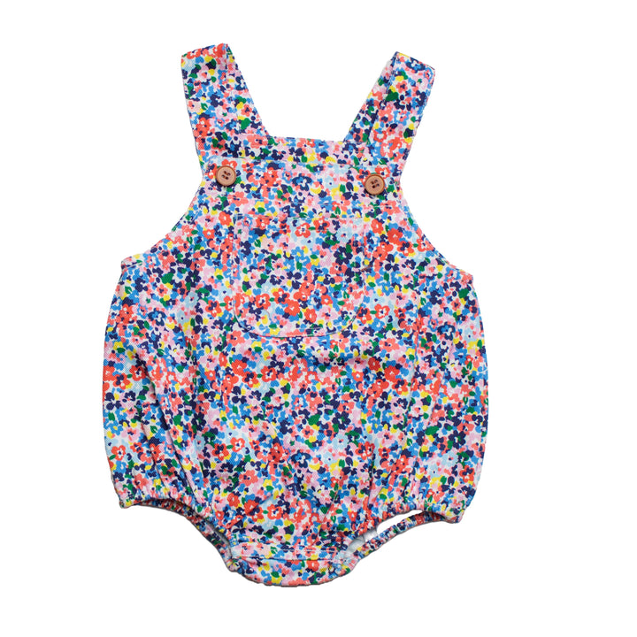 one piece floral print denim romper - floral