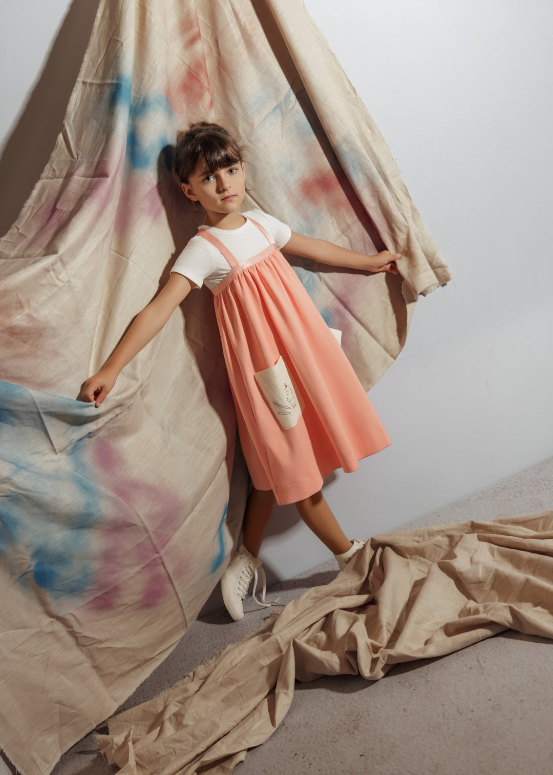 dress cupcake printed pockets jumper - coral