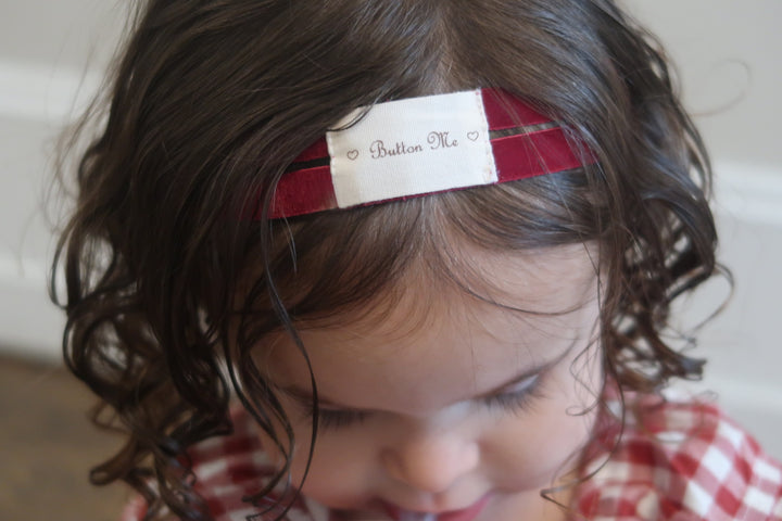 baby band double strap velvet - burgundy