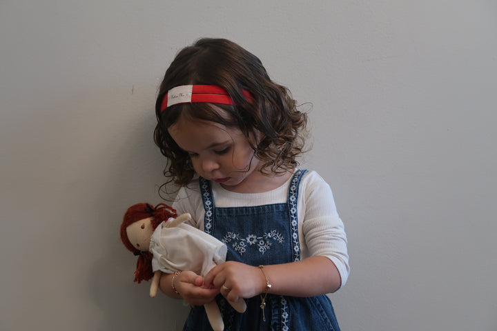 baby band double strap velvet - cherry