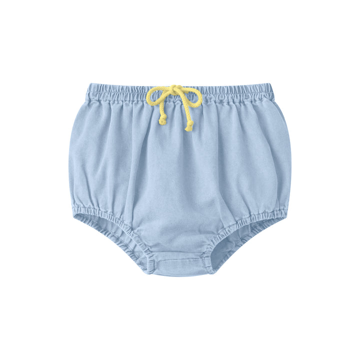 set outfit washed embroidery tee and bloomers - blue acid wash