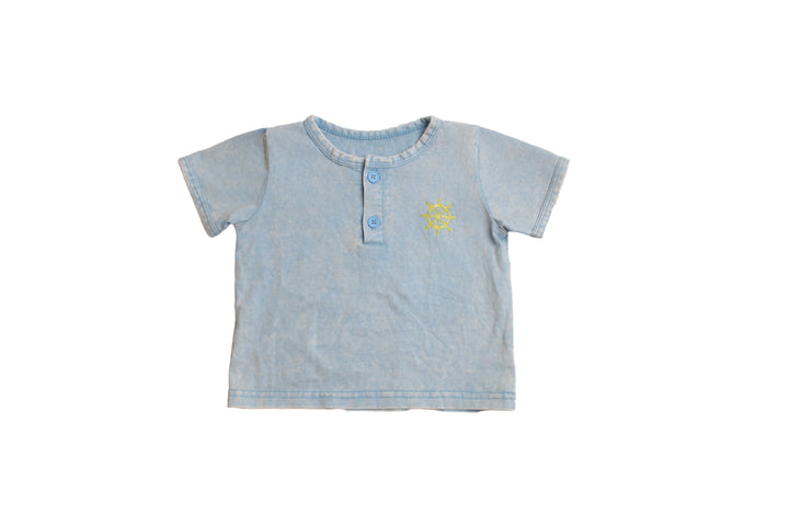 set outfit washed embroidery tee and bloomers - blue acid wash