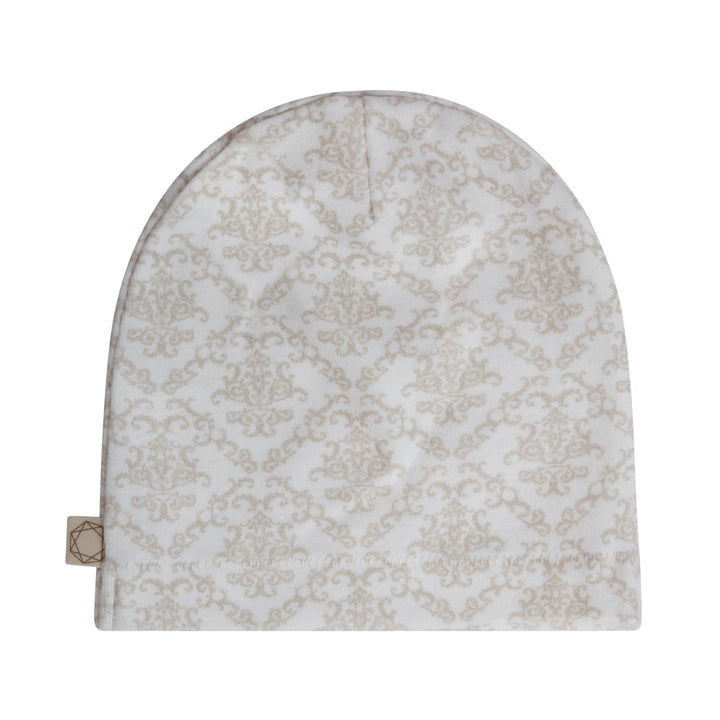 footie vintage print with bonnet - oat