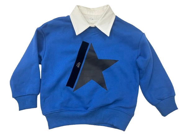 top l/s sweat star with pointy collar - royal blue-4