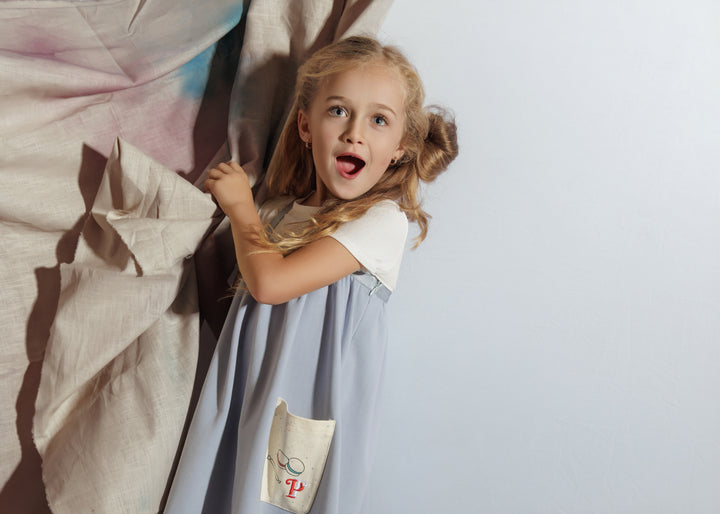 dress cupcake printed pockets jumper - faded blue